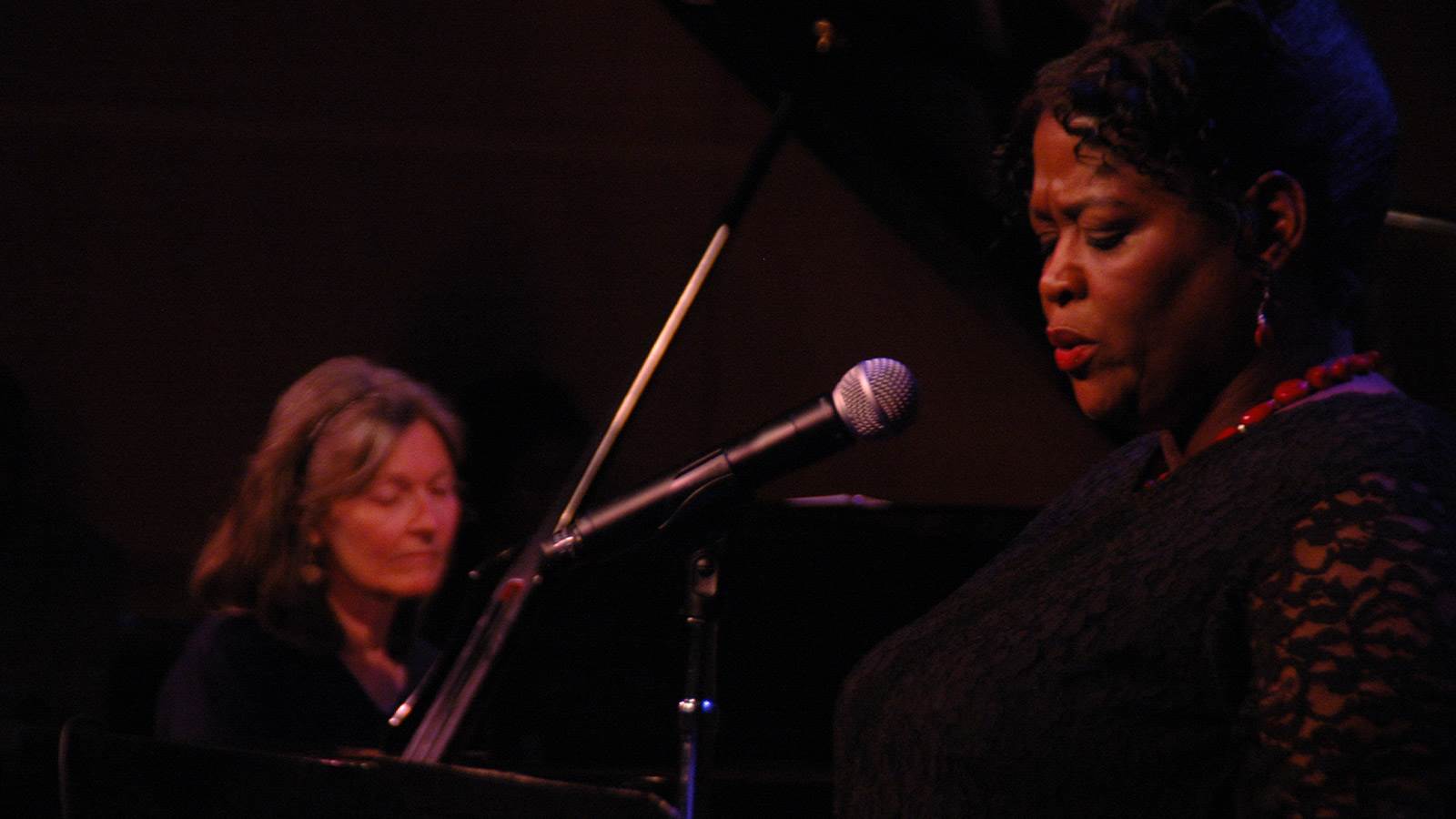 Pianist Jane Reynolds and poet Fabu Phillis Carter