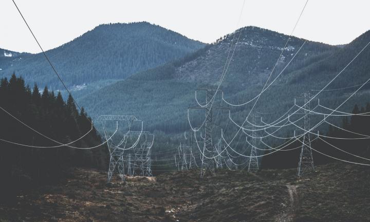 Power lines and mountains 