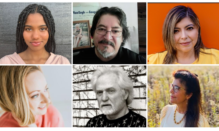 six author headshots, including Maliha Nu’Man, Richard Vargas, Araceli Esparza, Jess L. Parker, Lynn Patrick Smith, and Andrea Potos
