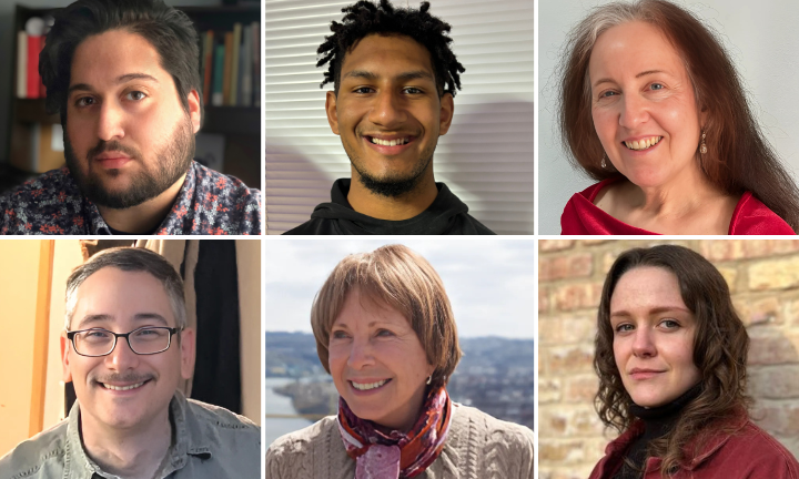 six author headshots, including Steven Espada Dawson, Justin Festge Russell, Shoshauna Shy, Marshall Begel, Marilyn L. Taylor, and Breanna Grow