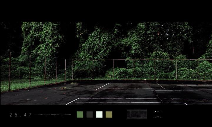 abandoned tennis court still Midwest Video Poetry Fest