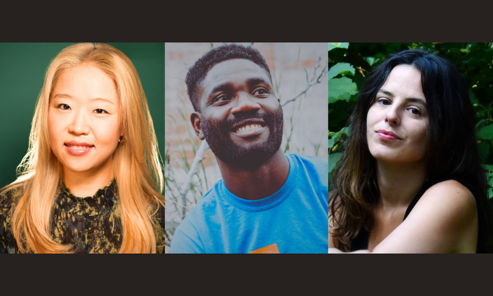 Three portraits, in order: Grace Jung, Ayokunle Falomo, Patrycja Humienik