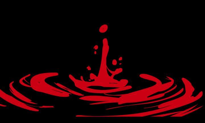 illustration of red dripping into a circle of red on a black background