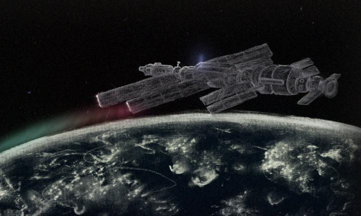 a drawing of a satellite above the Earth