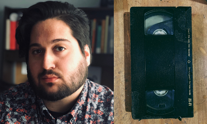 Author Steven Espada Dawson next to VHS Tape