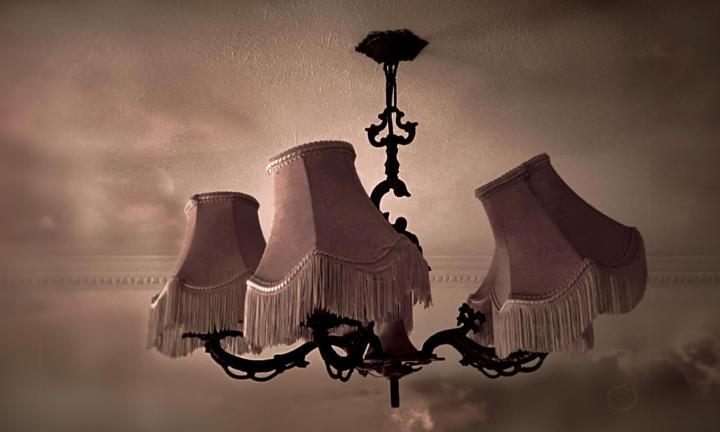 chandelier with fringe askew