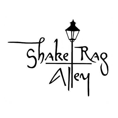 Shake Rag Alley logo with old-fashioned lamppost in black and white